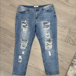 Maurices Light Blue Distressed Straight Leg Jeans